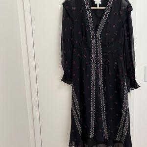 Black Patterned Joie Dress - Midi - Size 2 - Like New